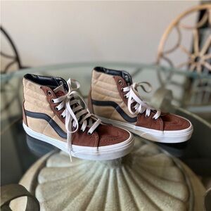 Vans Sk8-Hi High top Skater Sneakers Brown & Tan Colorblock Size 7W / 5.5M